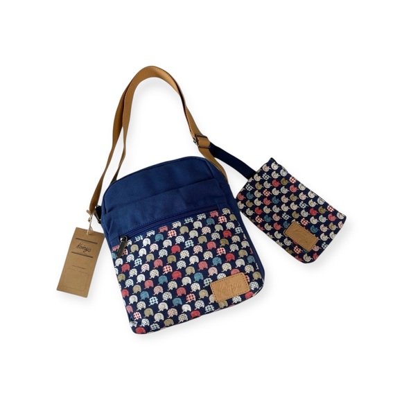 new Kemy’s ☀︎︎ Crossbody Purse Handbag Bag ☀︎︎ Elephant Print ☀︎ Navy Blue ☀︎ - Picture 5 of 16